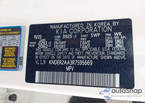 2024 Kia Seltos Ex z USA, uszkodzony, nr VIN KNDER2AA3R7595669